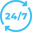 24/7 plumbing service icon, representing reliable and accessible bathroom refurbishment solutions by Andy the Plumber.