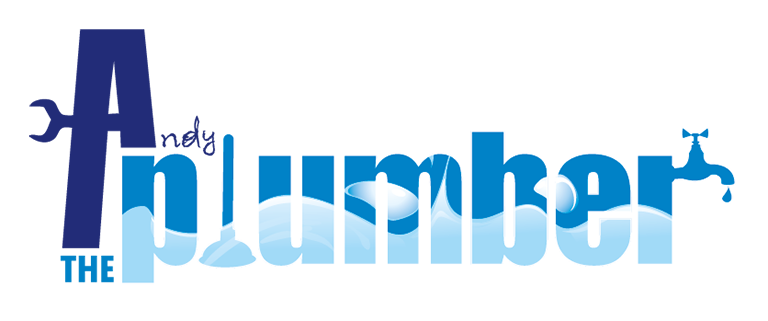 Andy the Plumber logo featuring blue text with a water faucet and wave design, representing plumbing services in Stapleford.