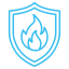 Fire prevention shield logo representing safety in plumbing and heating services.