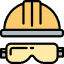Construction hard hat and safety glasses representing reliable plumbing and heating services by Andy The Plumber in Long Eaton.